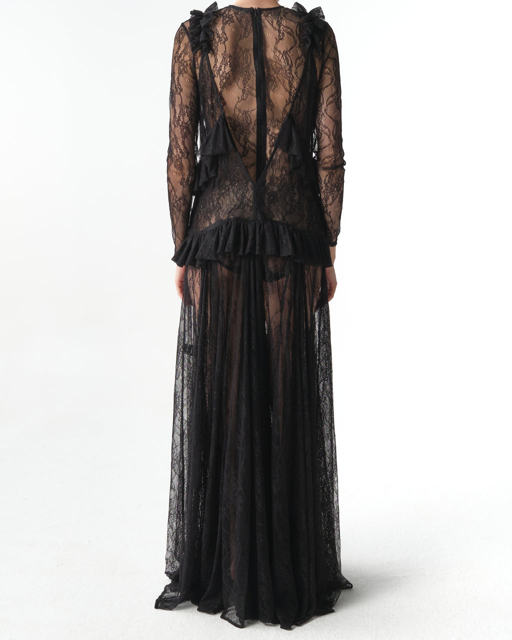 Lace Maxi Dress with Ruffles