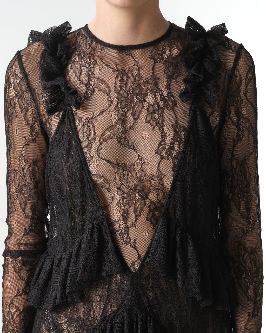 Lace Maxi Dress with Ruffles