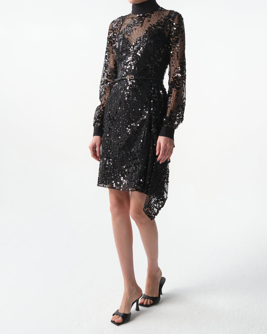 Black Long-Sleeve Mini Dress