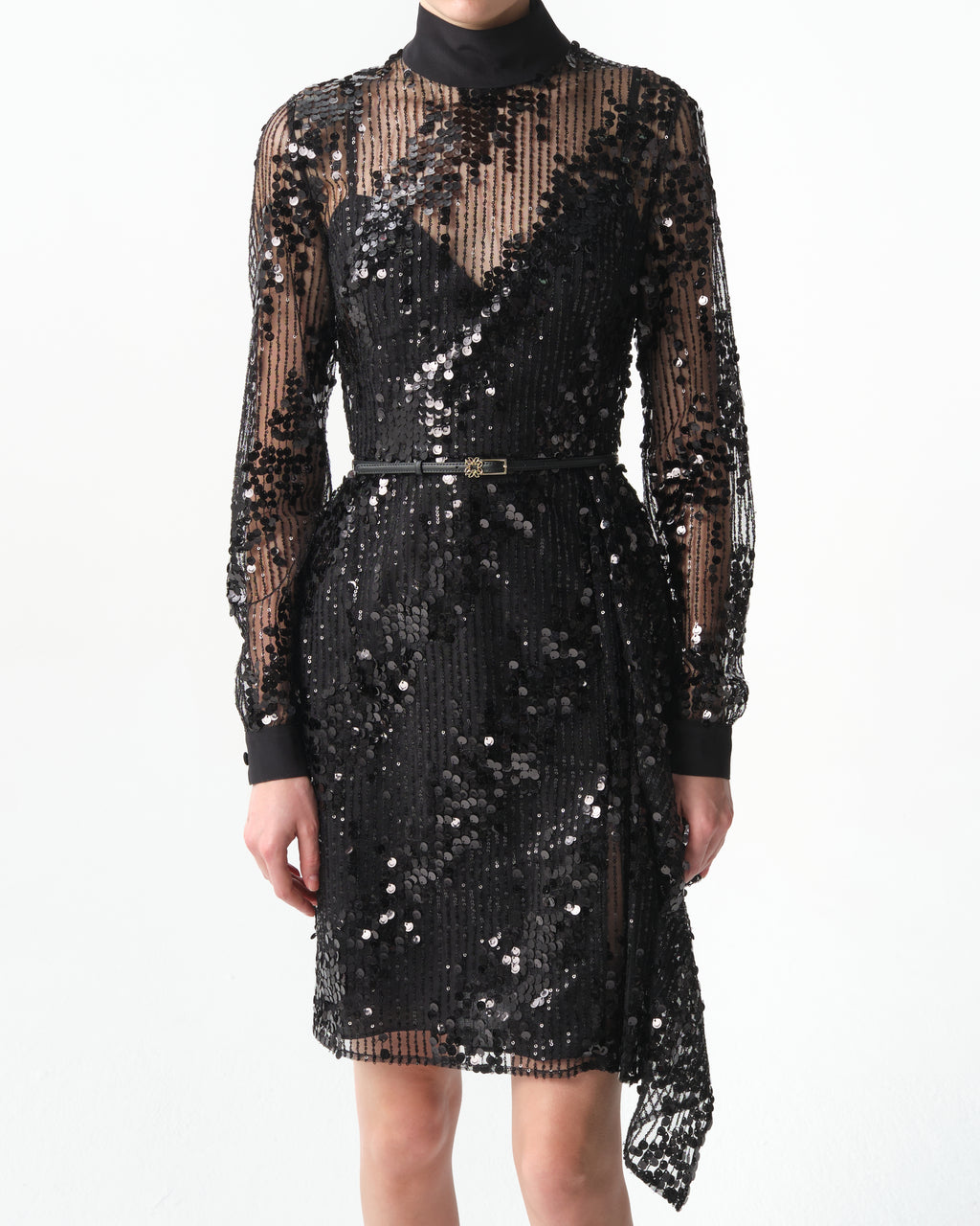 Black Long-Sleeve Mini Dress