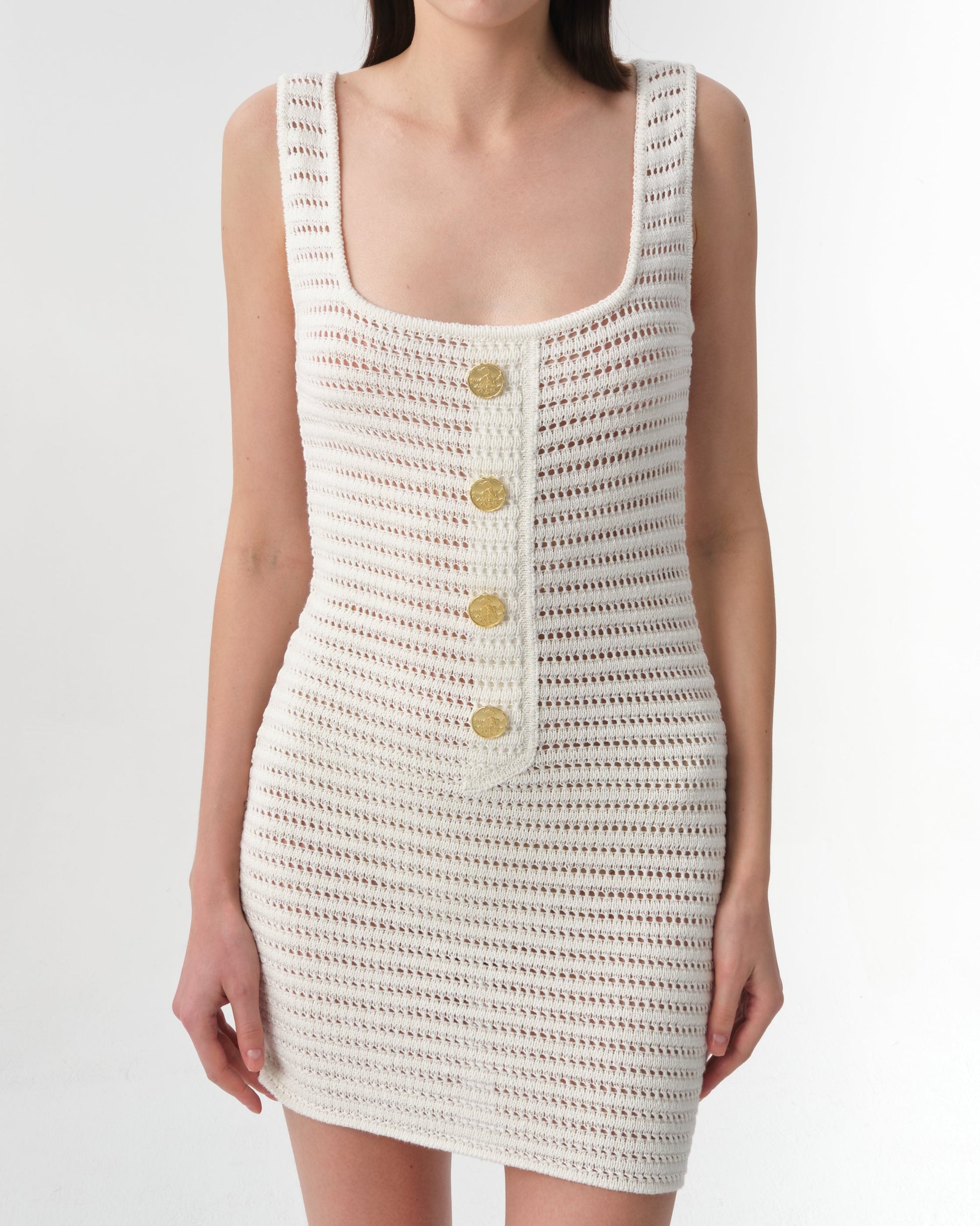 Siflaq Crochet Linen Mini Dress