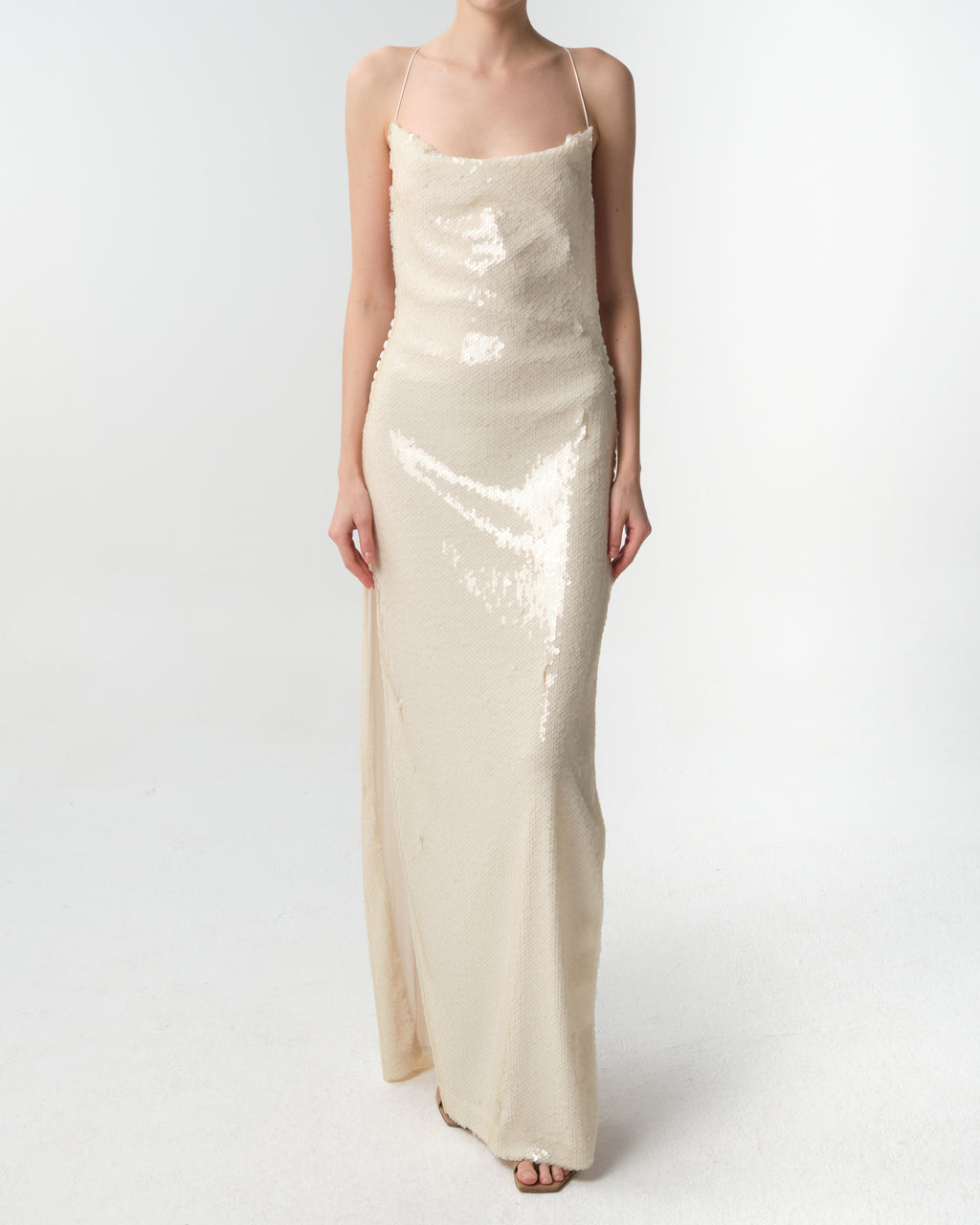 Sequined Open-Back Gown