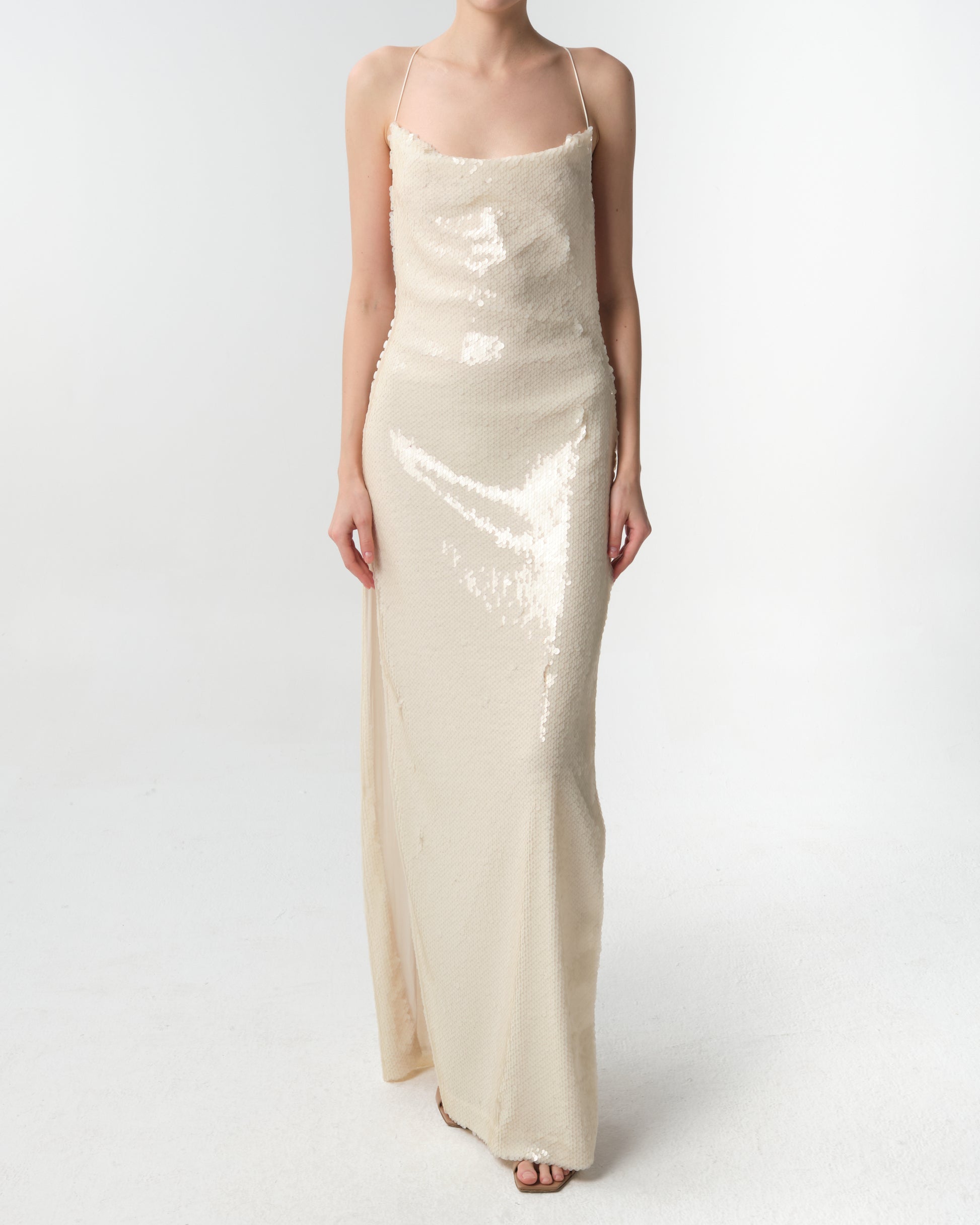 Sequined Open-Back Gown