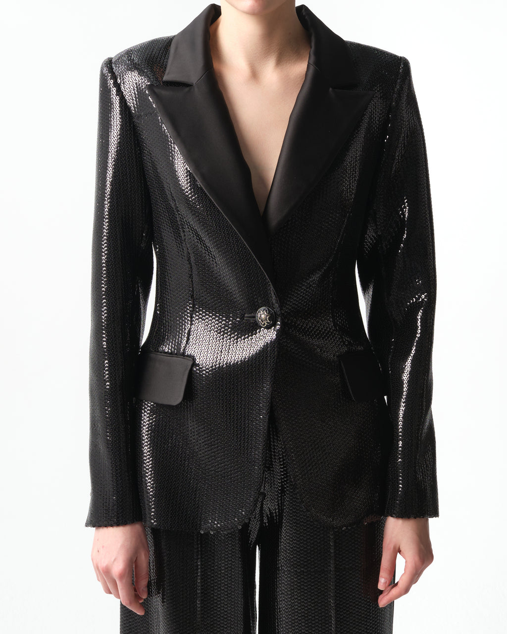 Sequined Satin Blazer