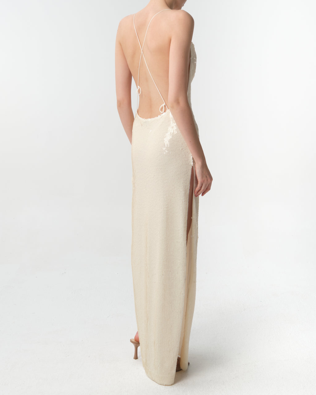 Sequined Open-Back Gown