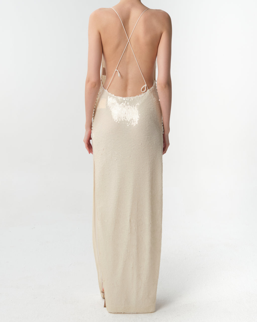 Sequined Open-Back Gown