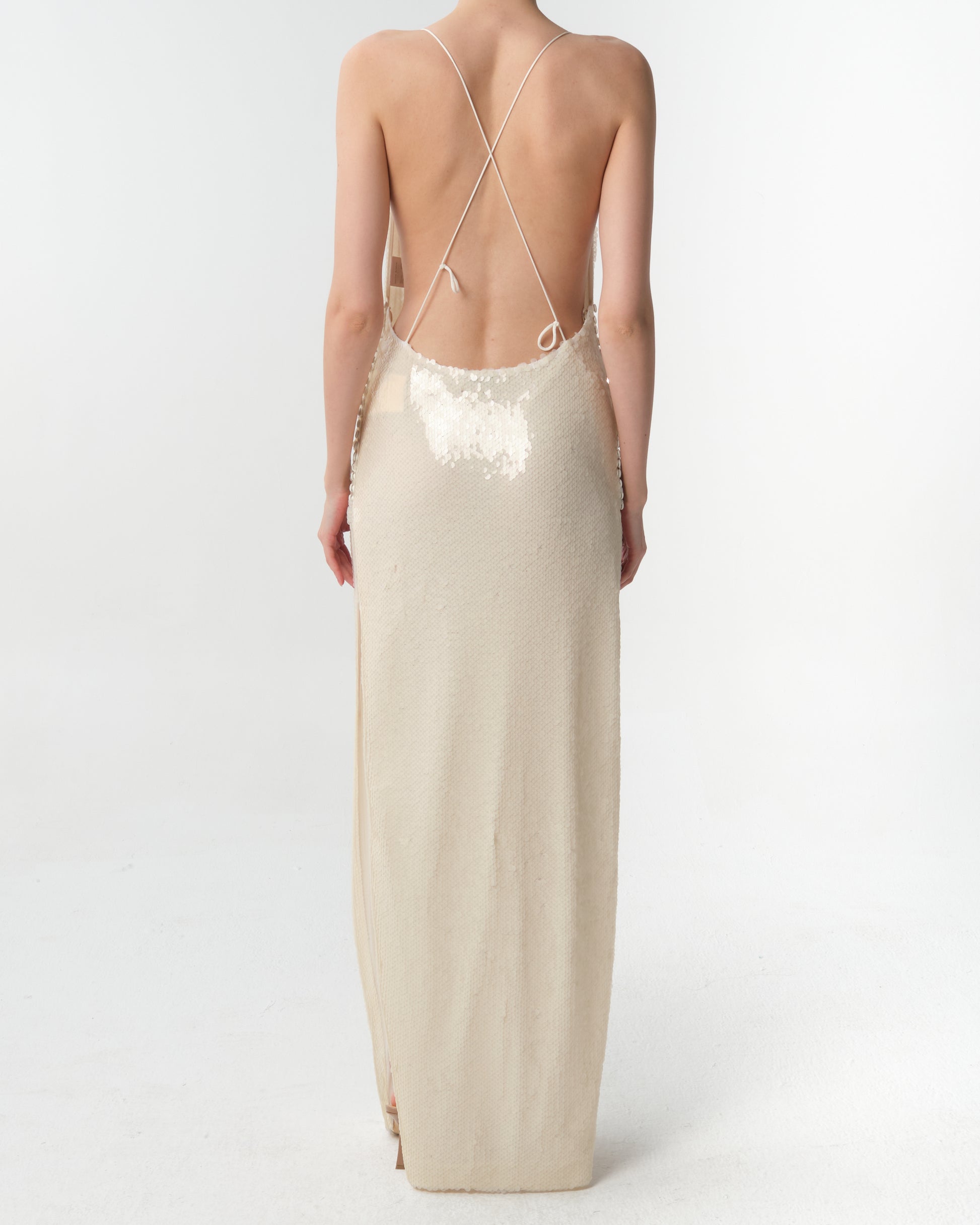 Sequined Open-Back Gown