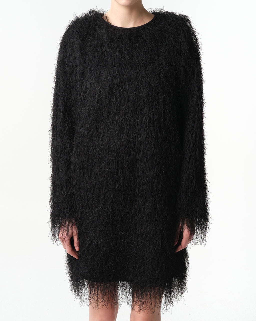 Tina Fringed Long-Sleeve Mini Dress