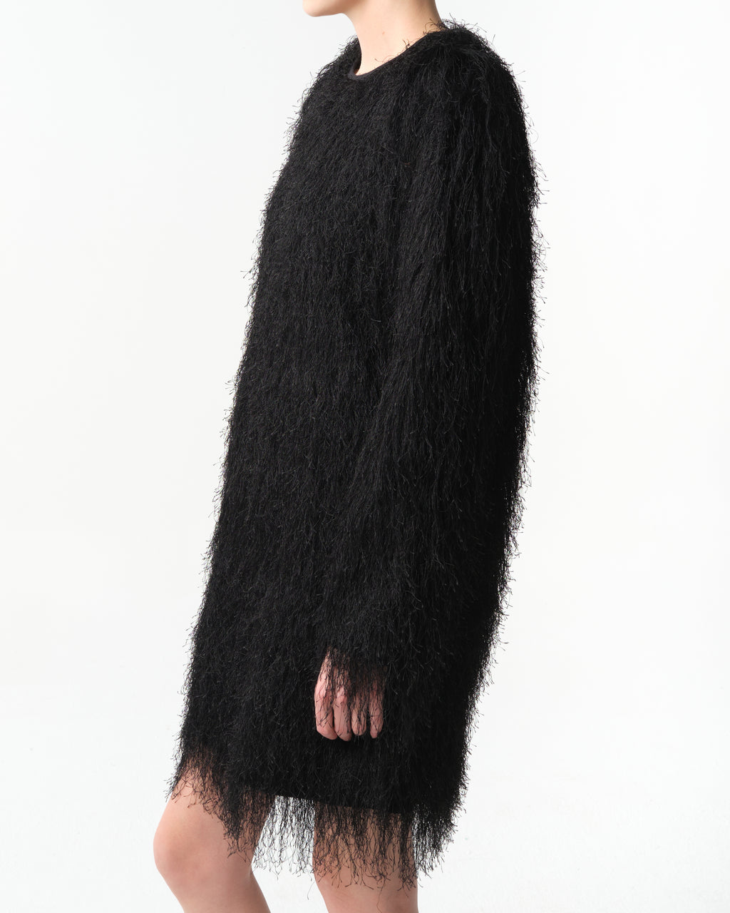 Tina Fringed Long-Sleeve Mini Dress