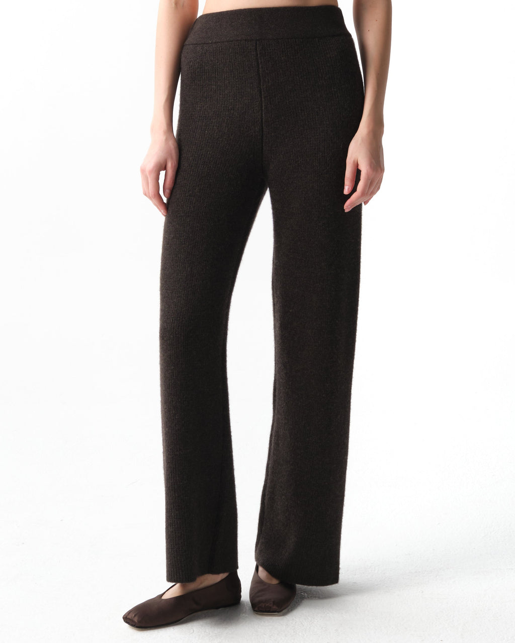India Wide-Leg Cashmere Trousers