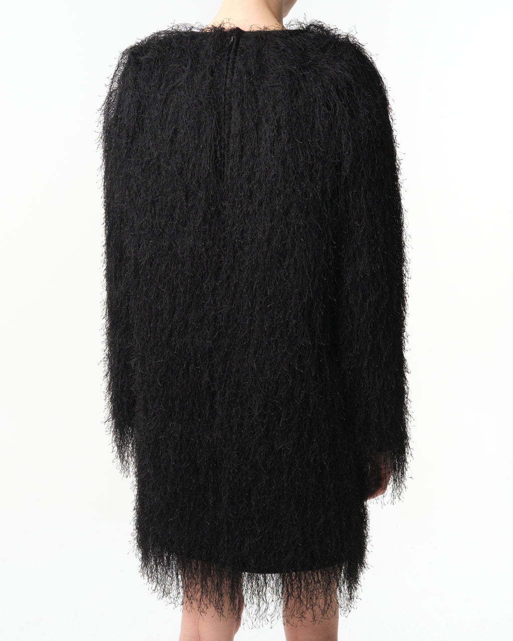 Tina Fringed Long-Sleeve Mini Dress