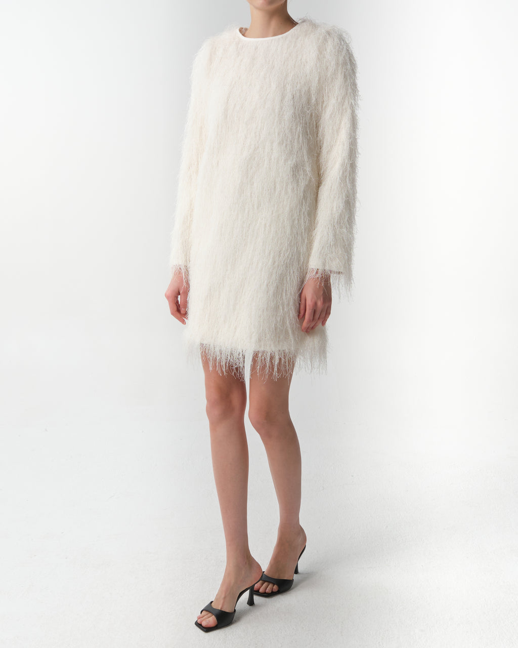 Tina Fringed Long-Sleeve Mini Dress