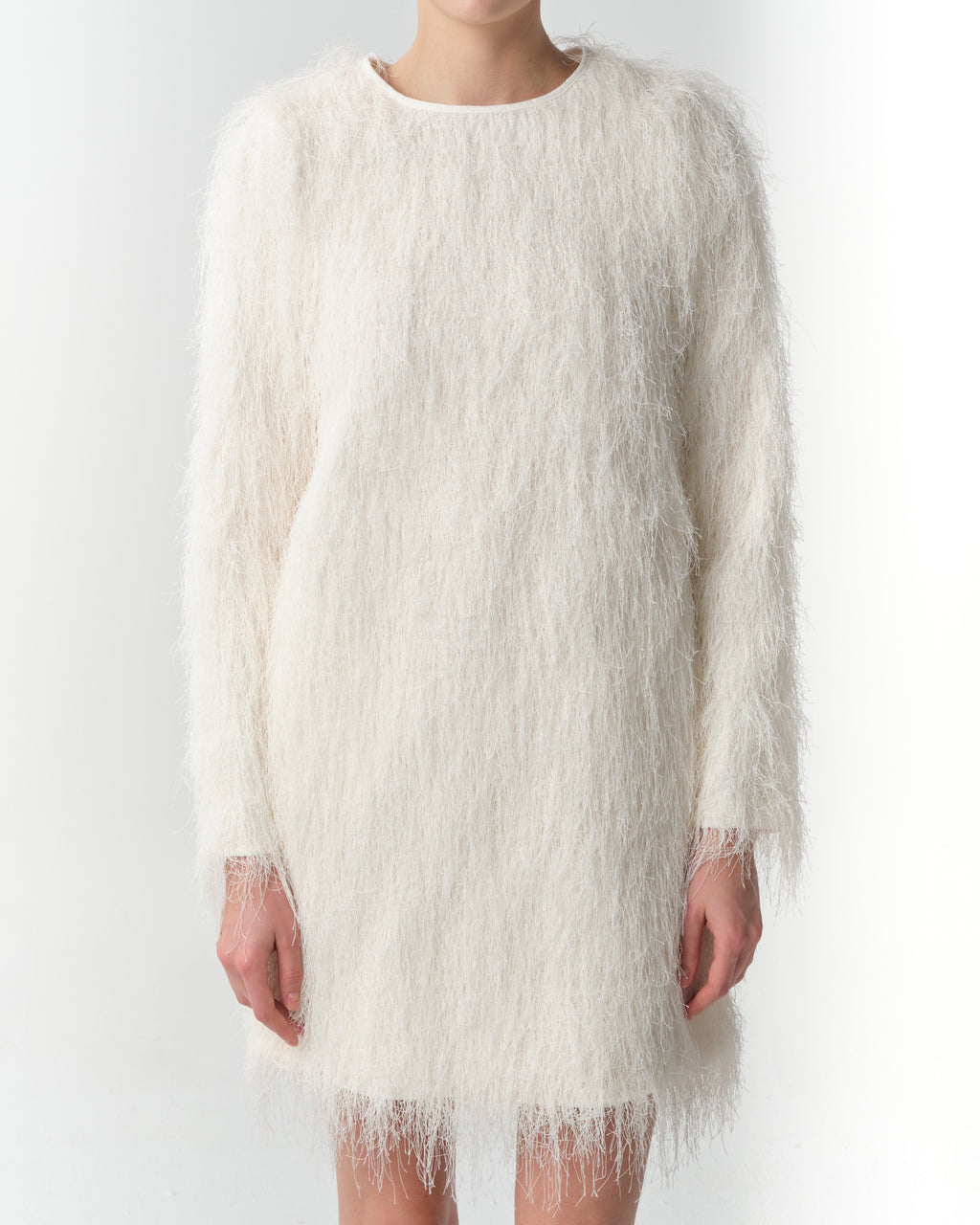 Tina Fringed Long-Sleeve Mini Dress