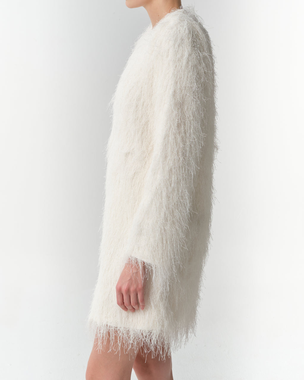 Tina Fringed Long-Sleeve Mini Dress