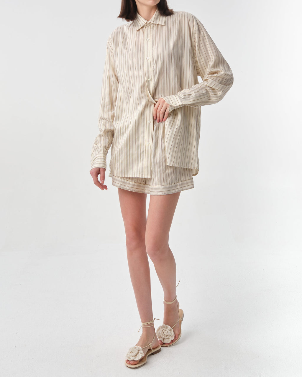 Songino Oversized Silk Stripe Shirt