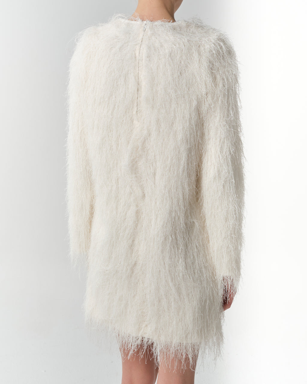 Tina Fringed Long-Sleeve Mini Dress