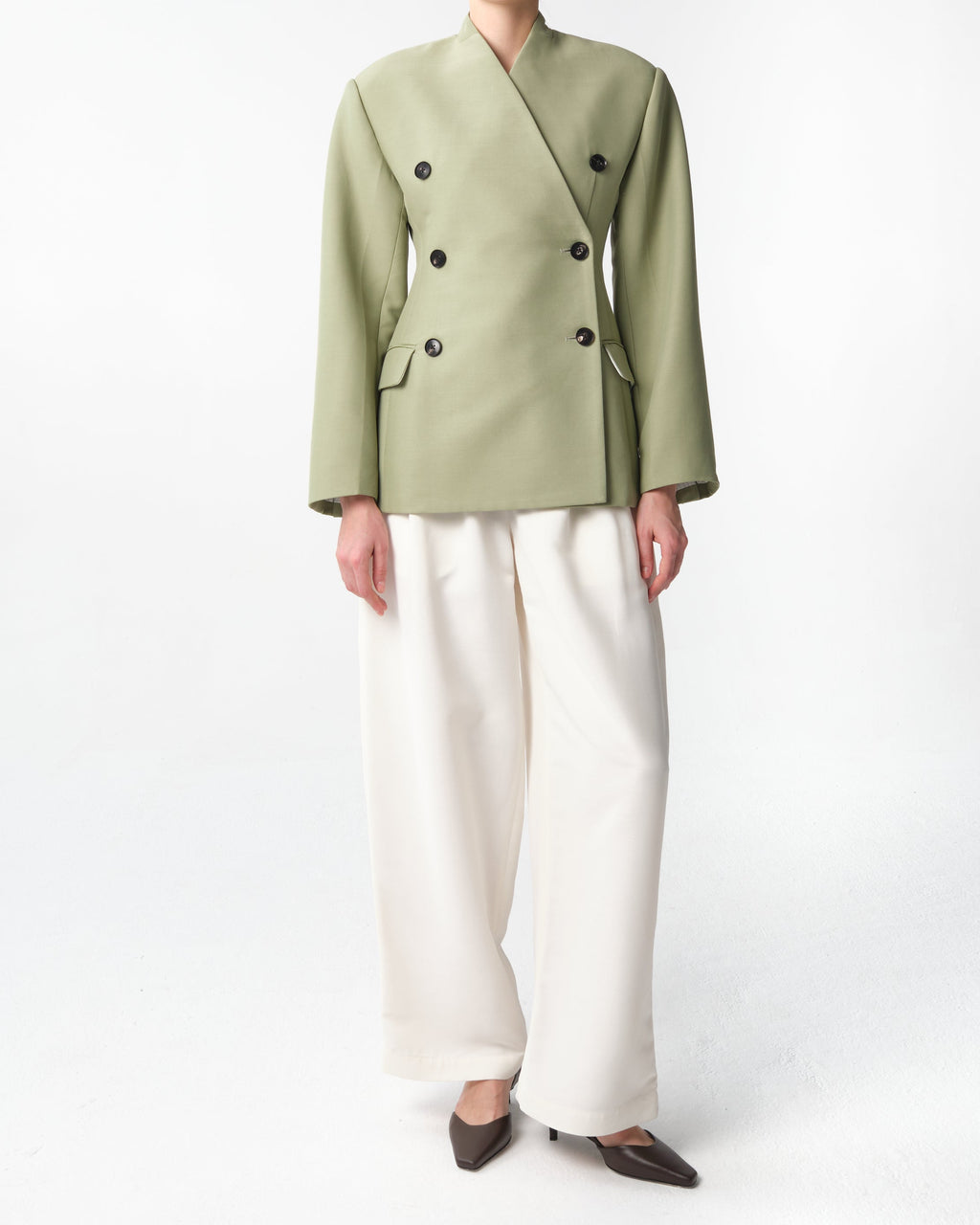 Double-Breasted Viscose and Wool Jacket