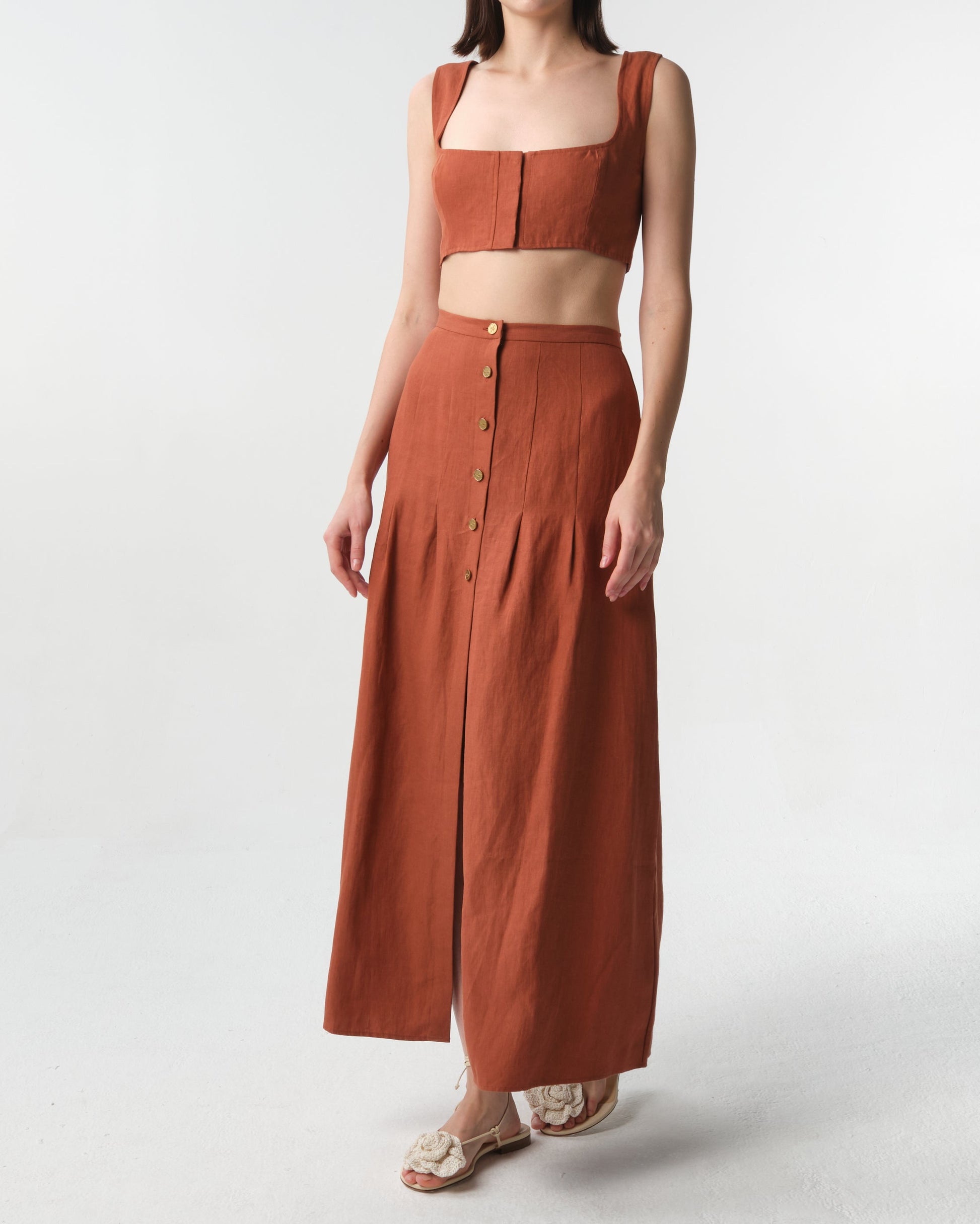 JIRJA Square-Neck Linen Top
