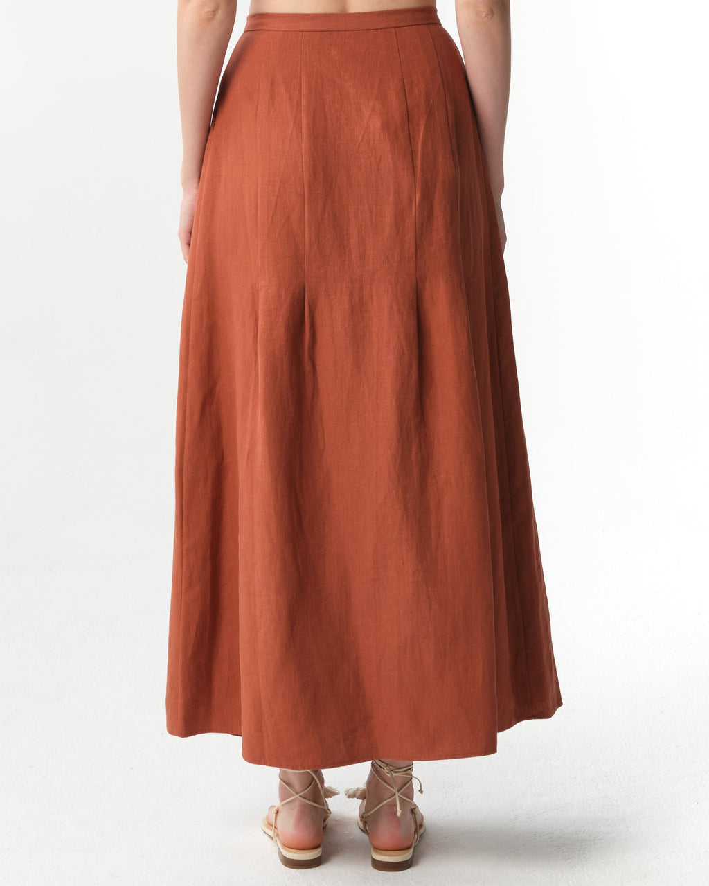 Hadera Pleated Organic Linen-Gauze Maxi Skirt