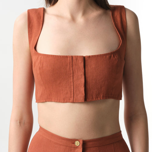 JIRJA Square-Neck Linen Top