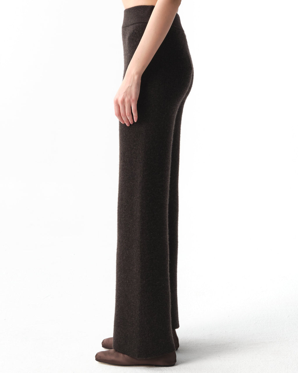 India Wide-Leg Cashmere Trousers