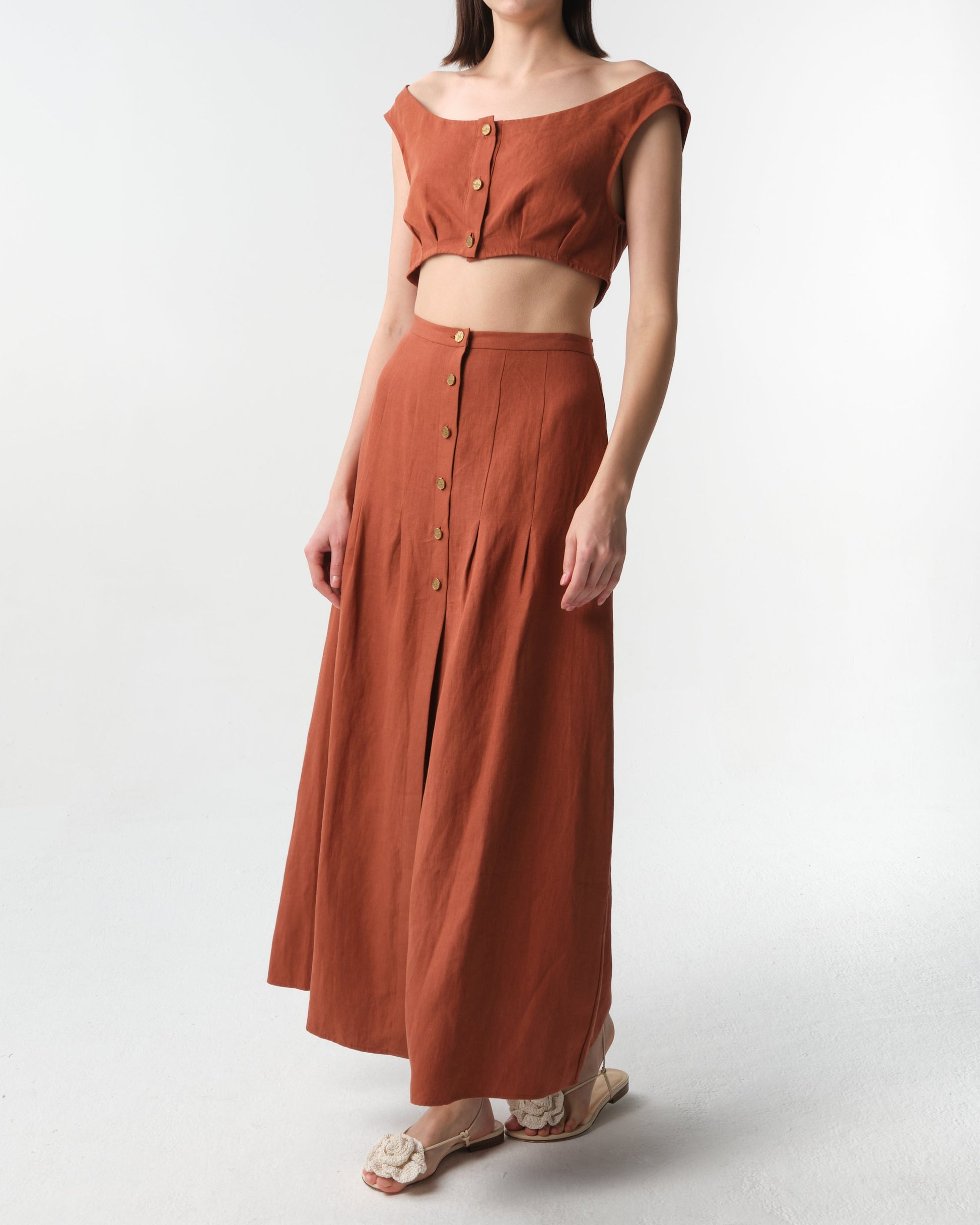 Tamra Cropped Organic Linen Top