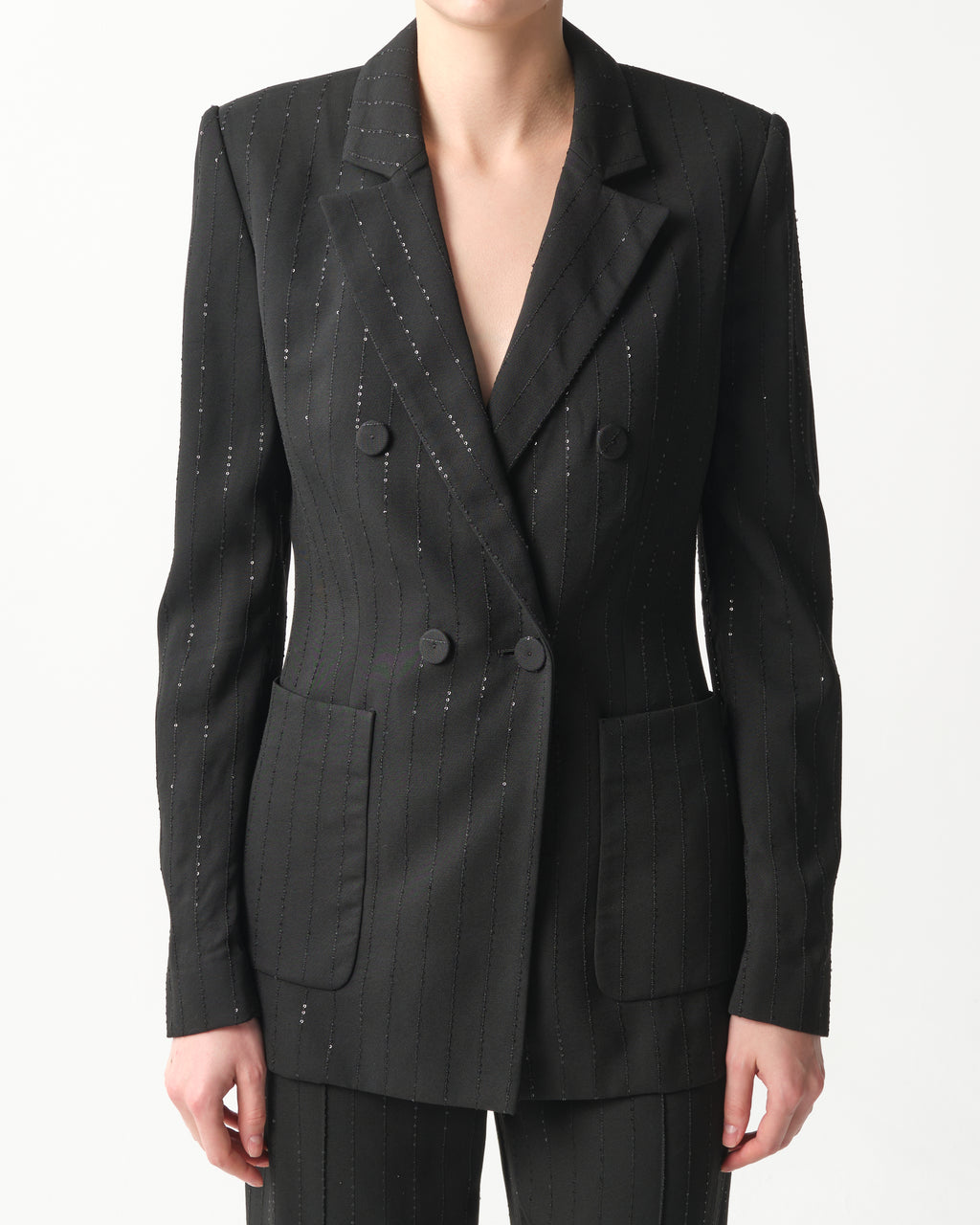 Double-Breasted Rhinestone Jacket