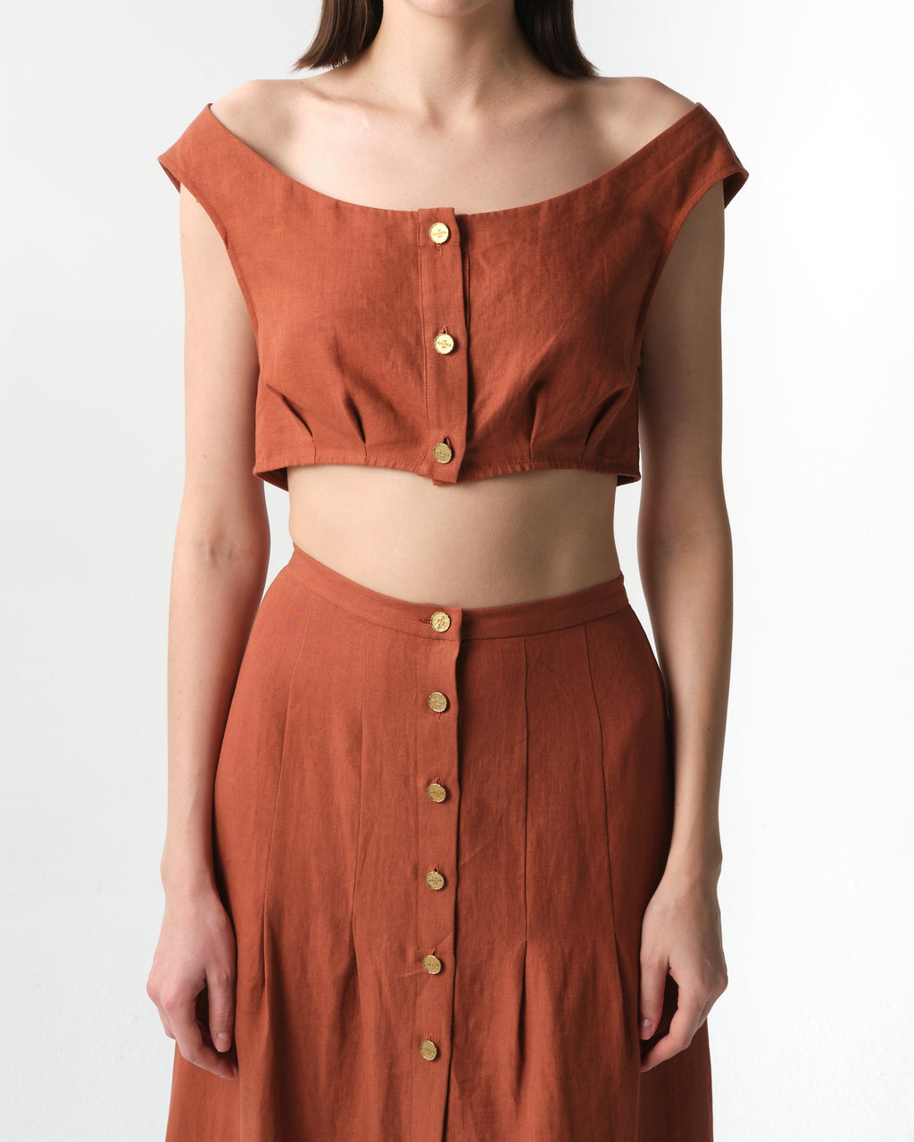 Tamra Cropped Organic Linen Top