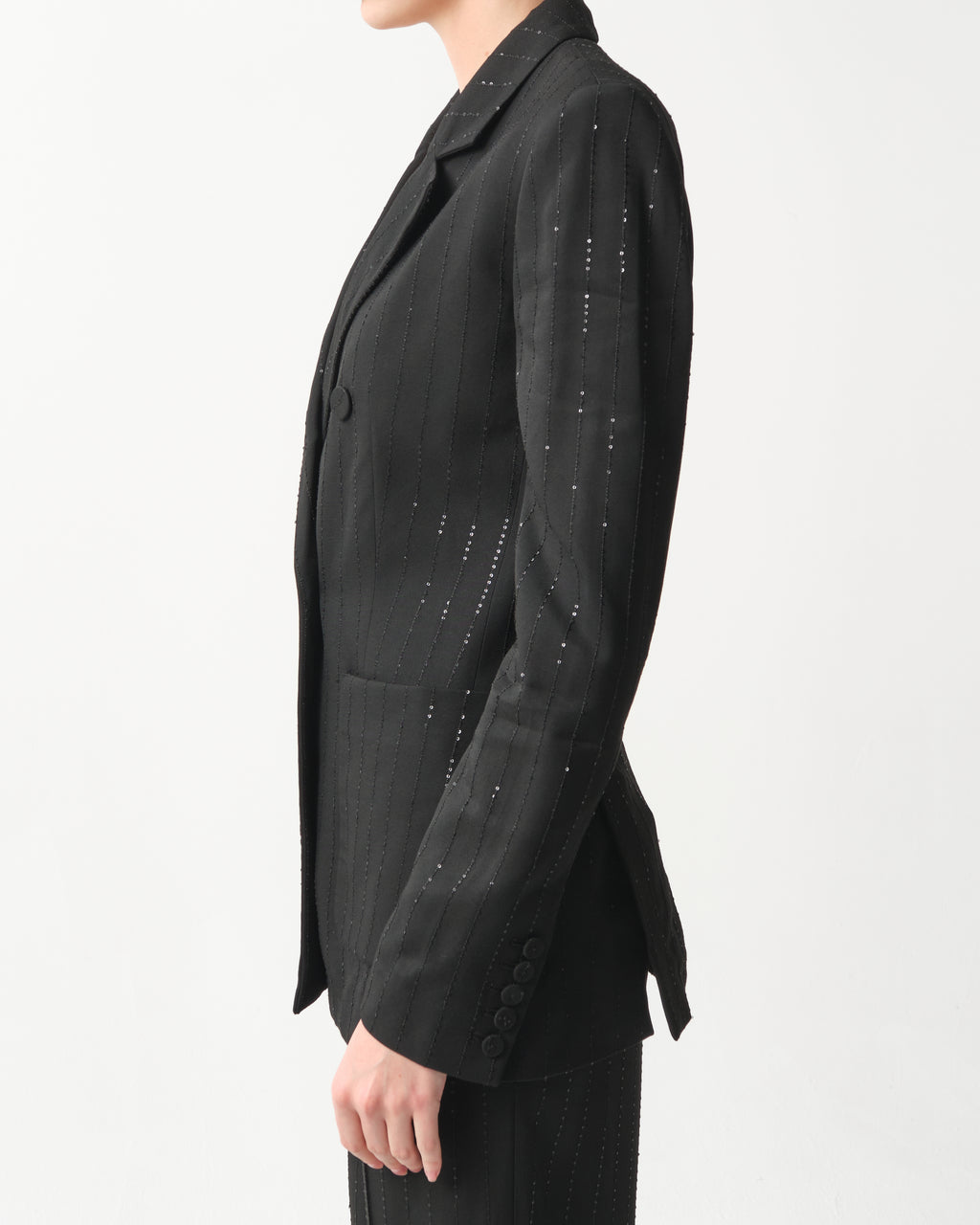 Double-Breasted Rhinestone Jacket