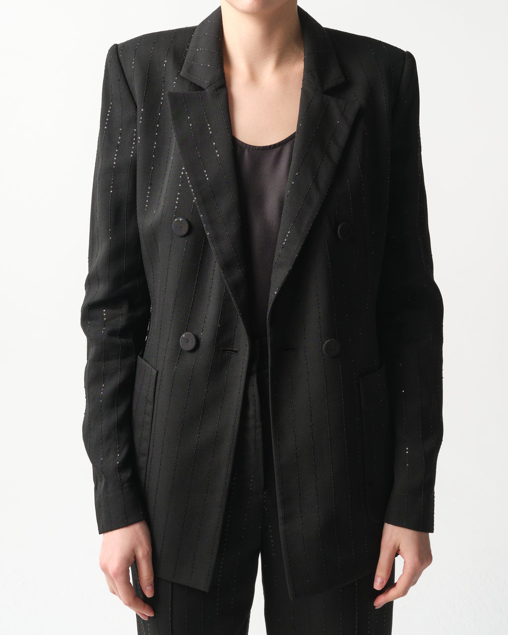 Double-Breasted Rhinestone Jacket