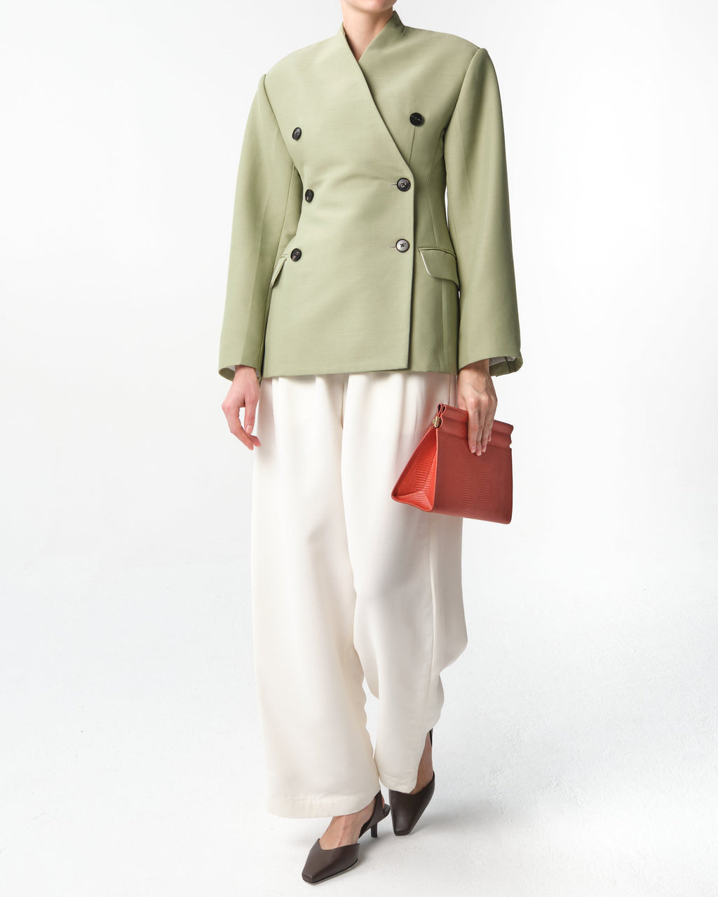 Double-Breasted Viscose and Wool Jacket