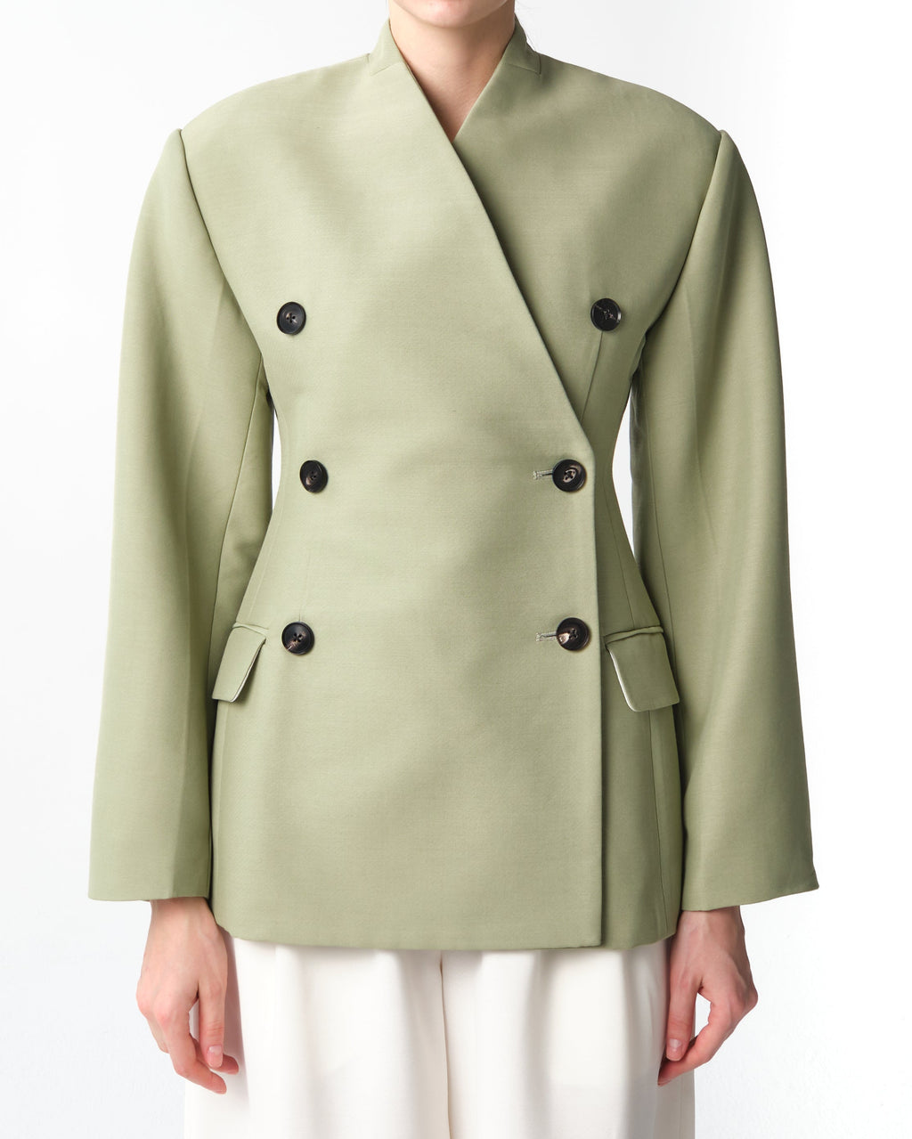Double-Breasted Viscose and Wool Jacket