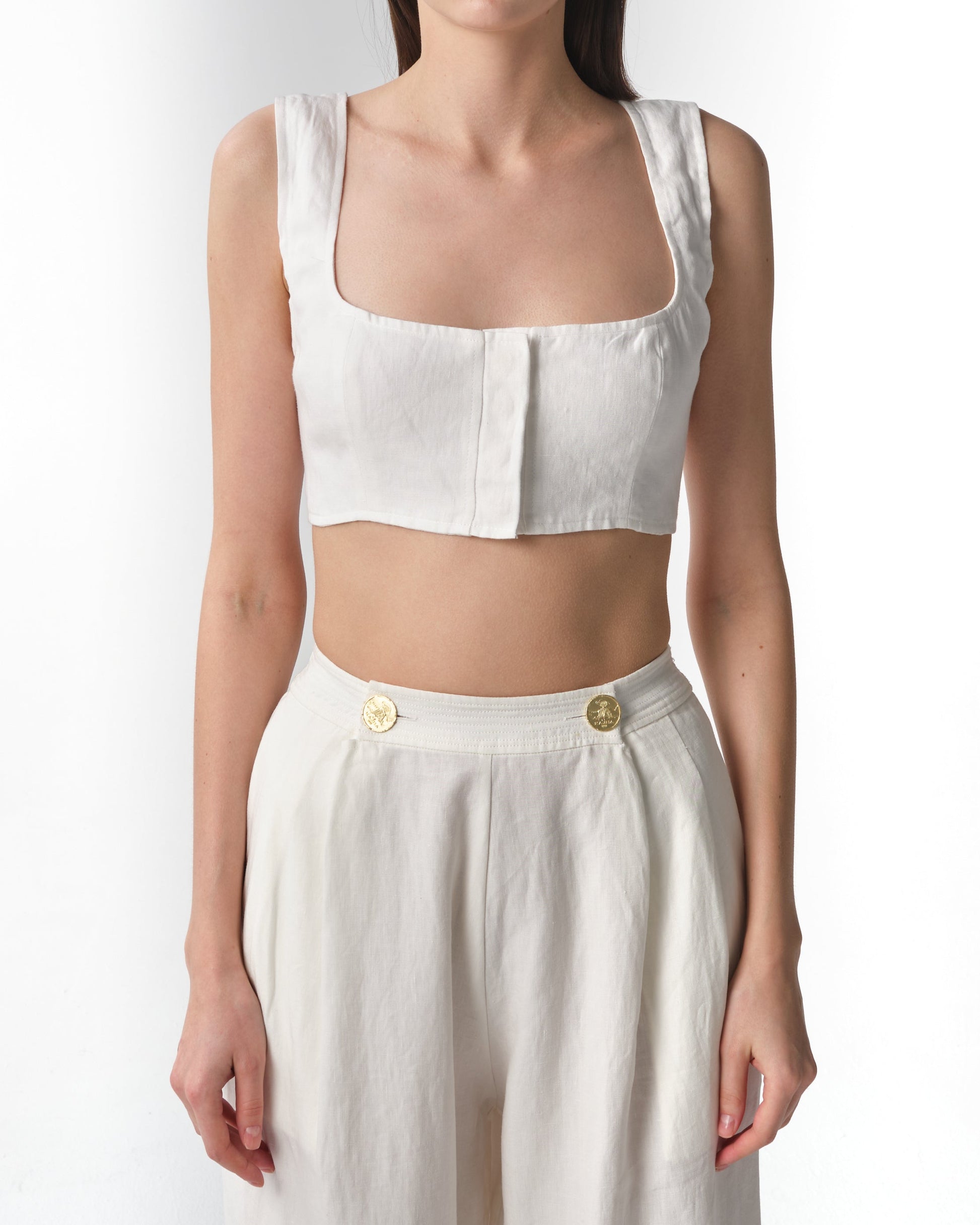 JIRJA Square-Neck Linen Top