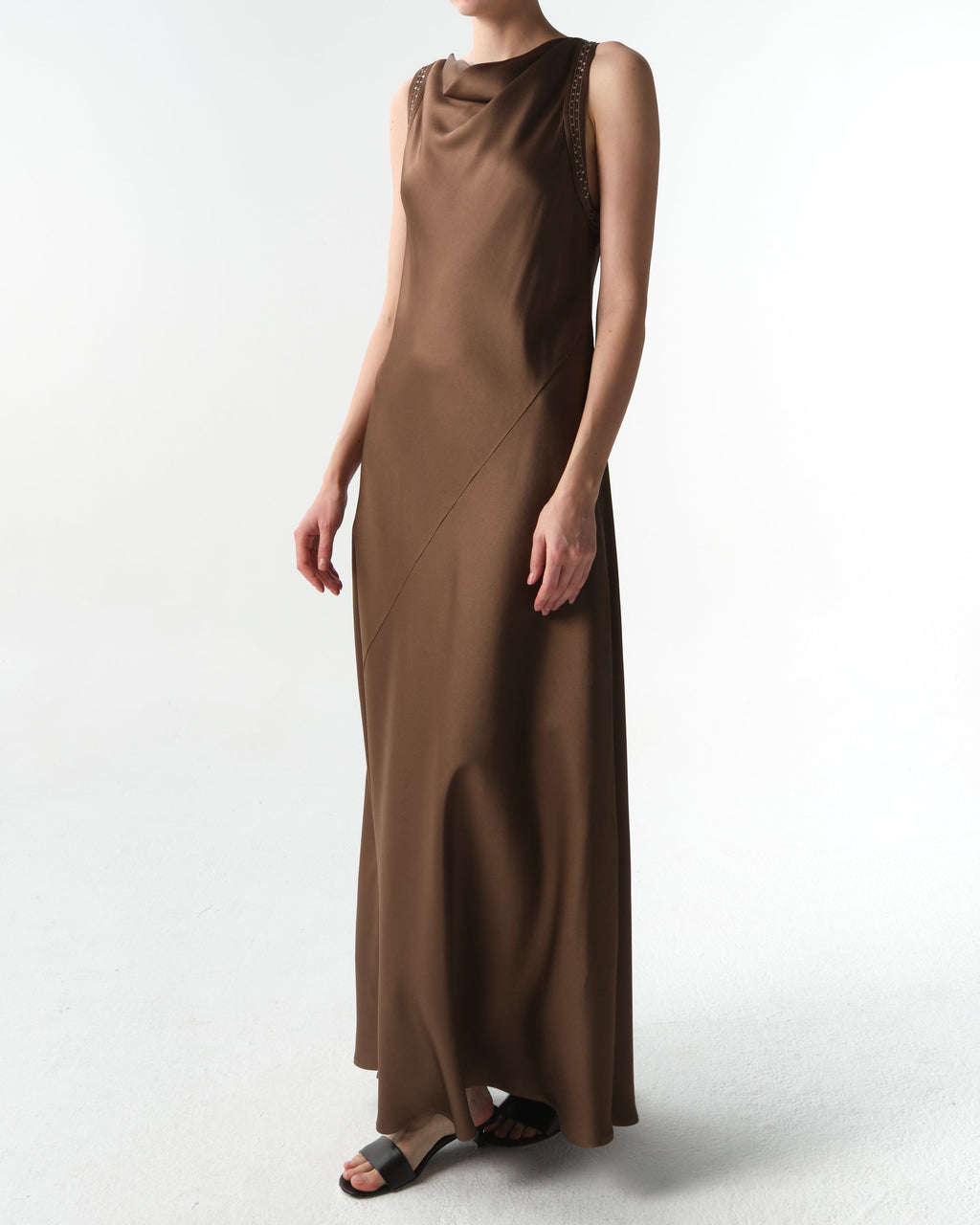 Satin Paillette Sleeveless Dress