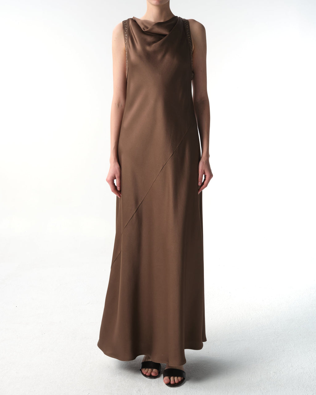 Satin Paillette Sleeveless Dress