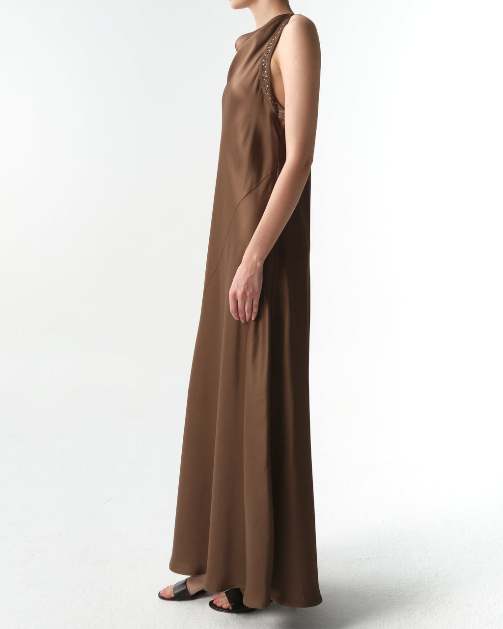 Satin Paillette Sleeveless Dress