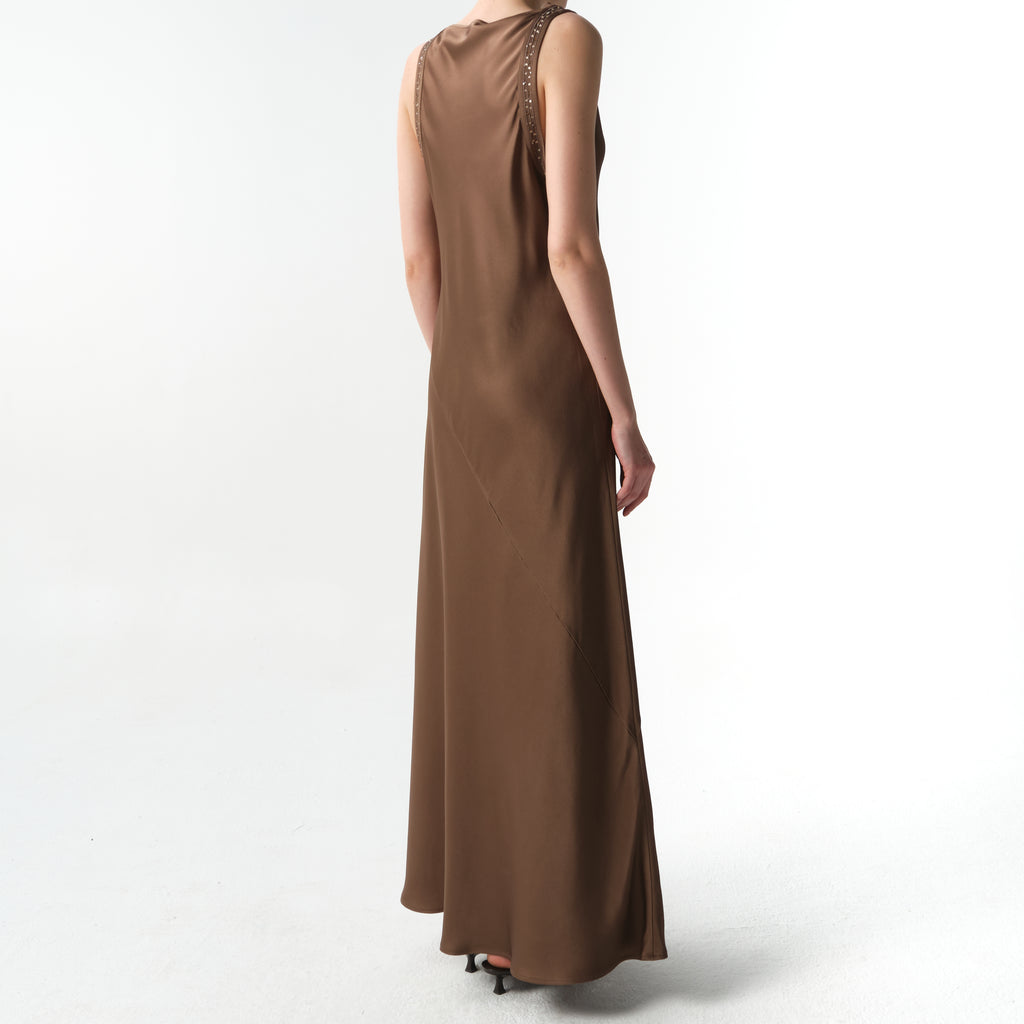 Satin Paillette Sleeveless Dress