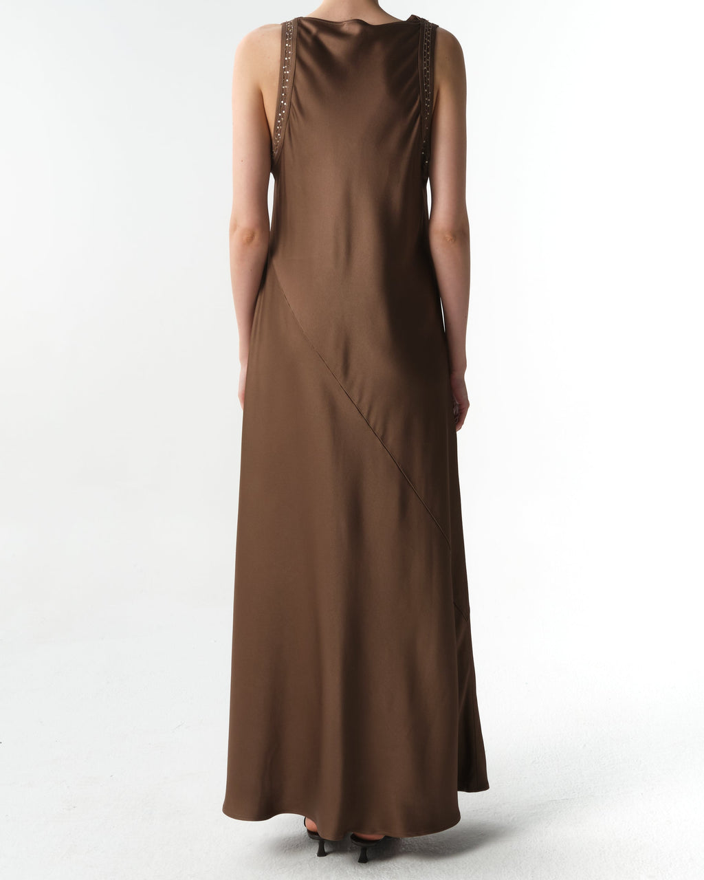 Satin Paillette Sleeveless Dress