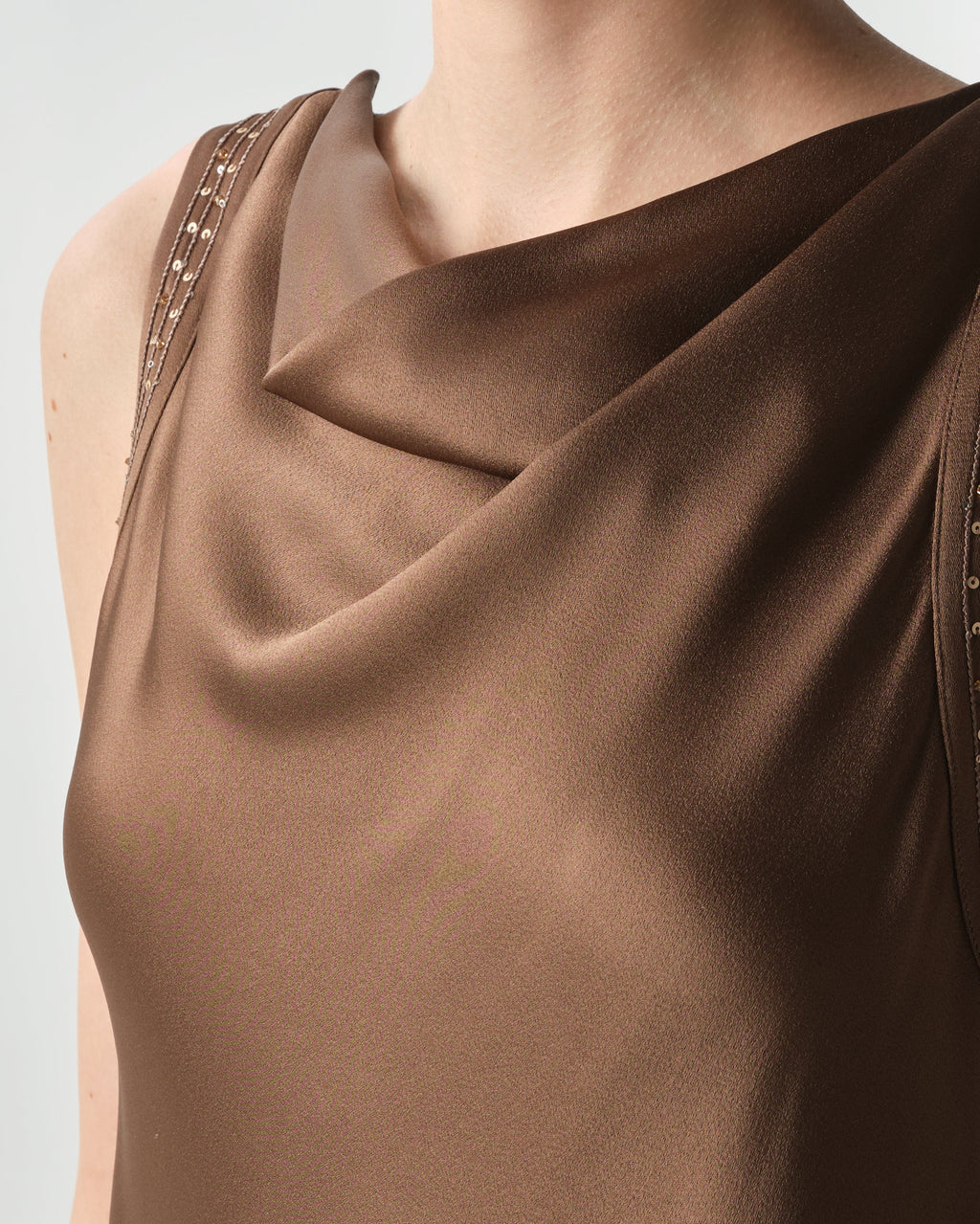 Satin Paillette Sleeveless Dress