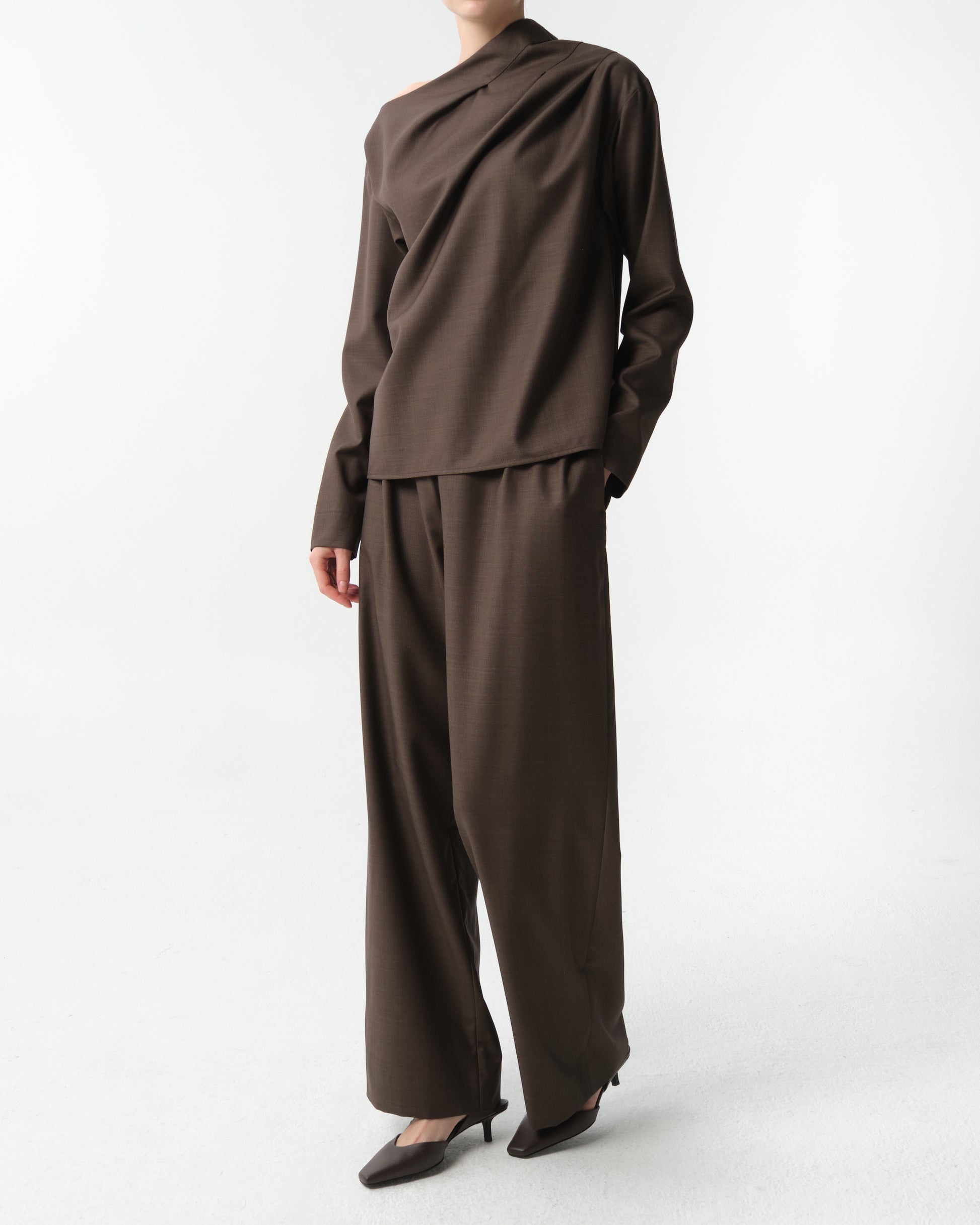 Mauris Asymmetric Draped Wool Top