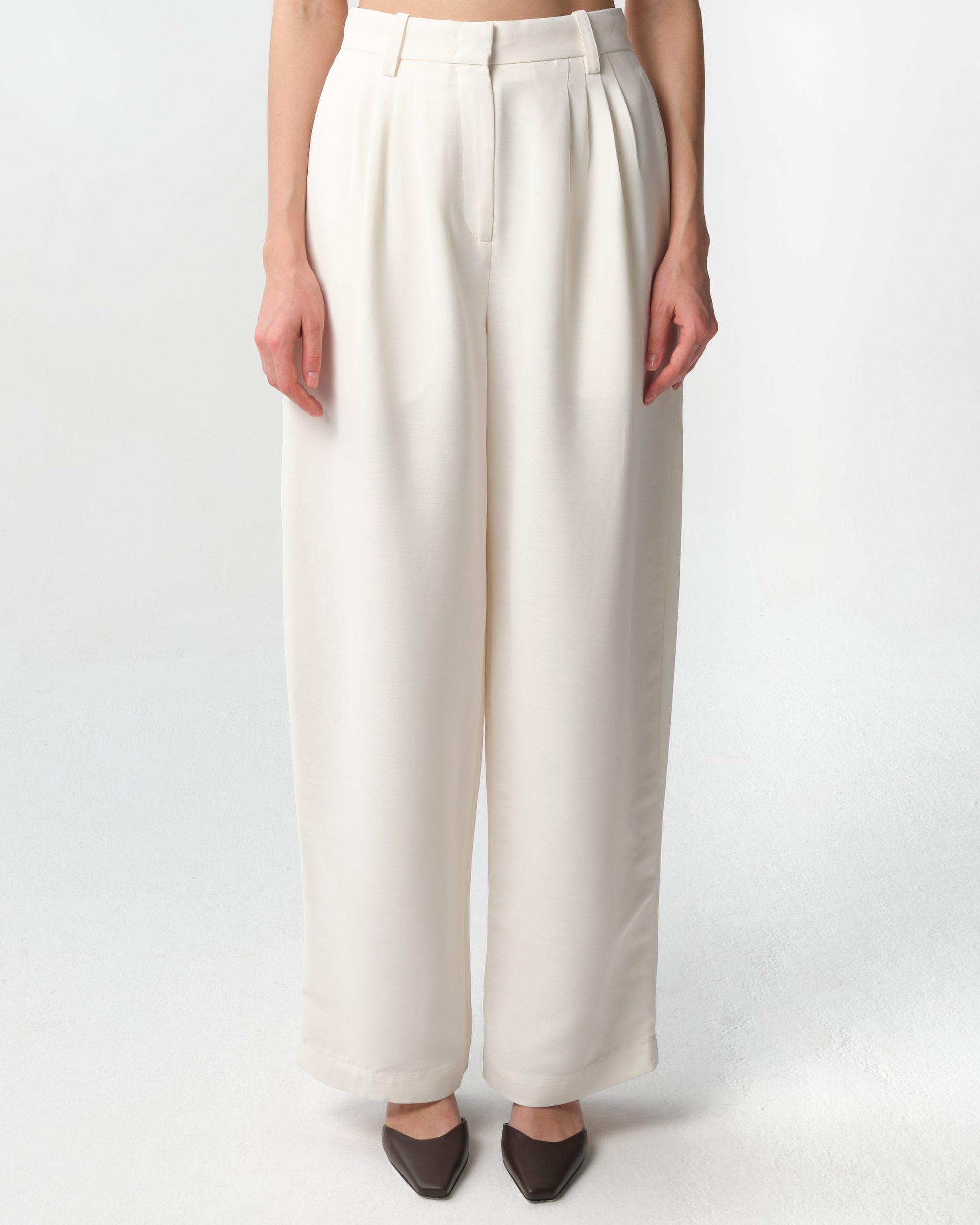 Pleated Wide-Leg Trousers
