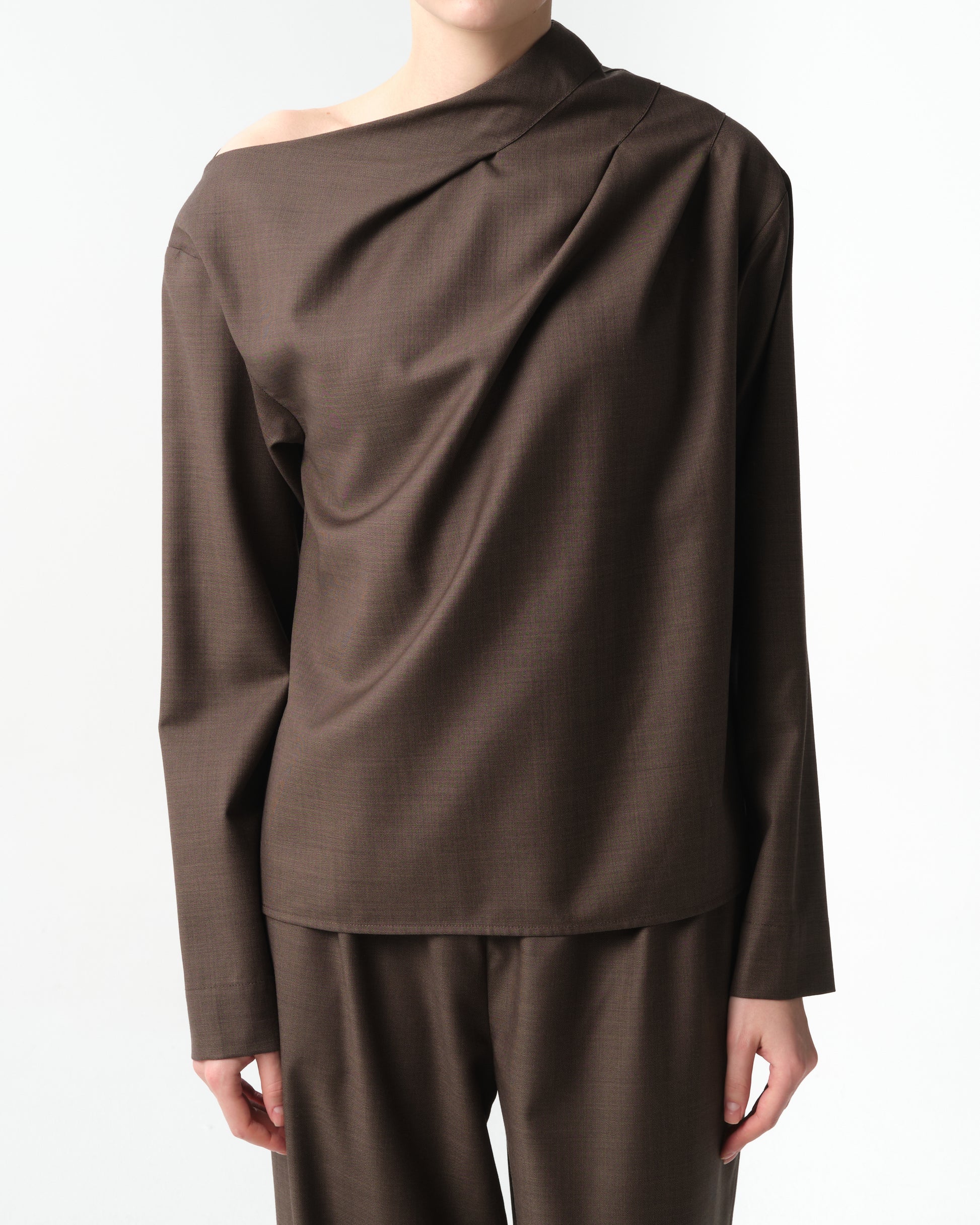 Mauris Asymmetric Draped Wool Top