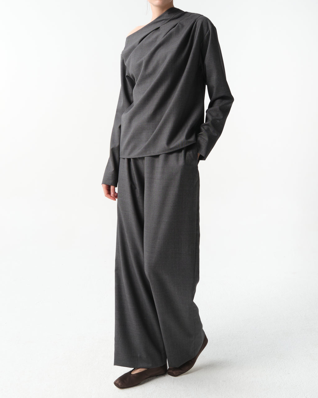 Mauris Asymmetric Draped Wool Top