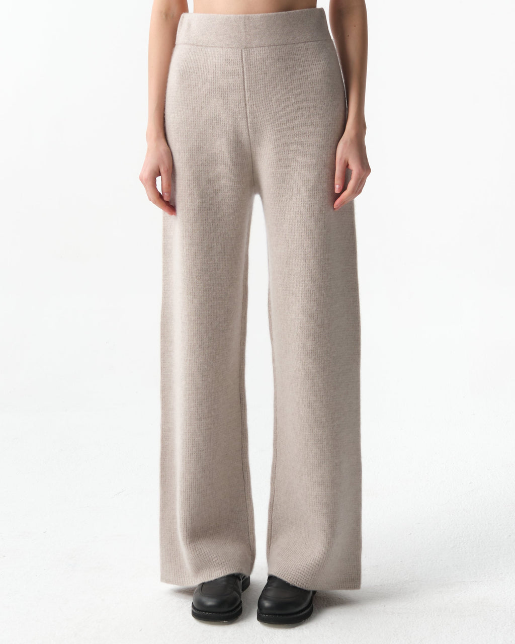 India Wide-Leg Cashmere Trousers