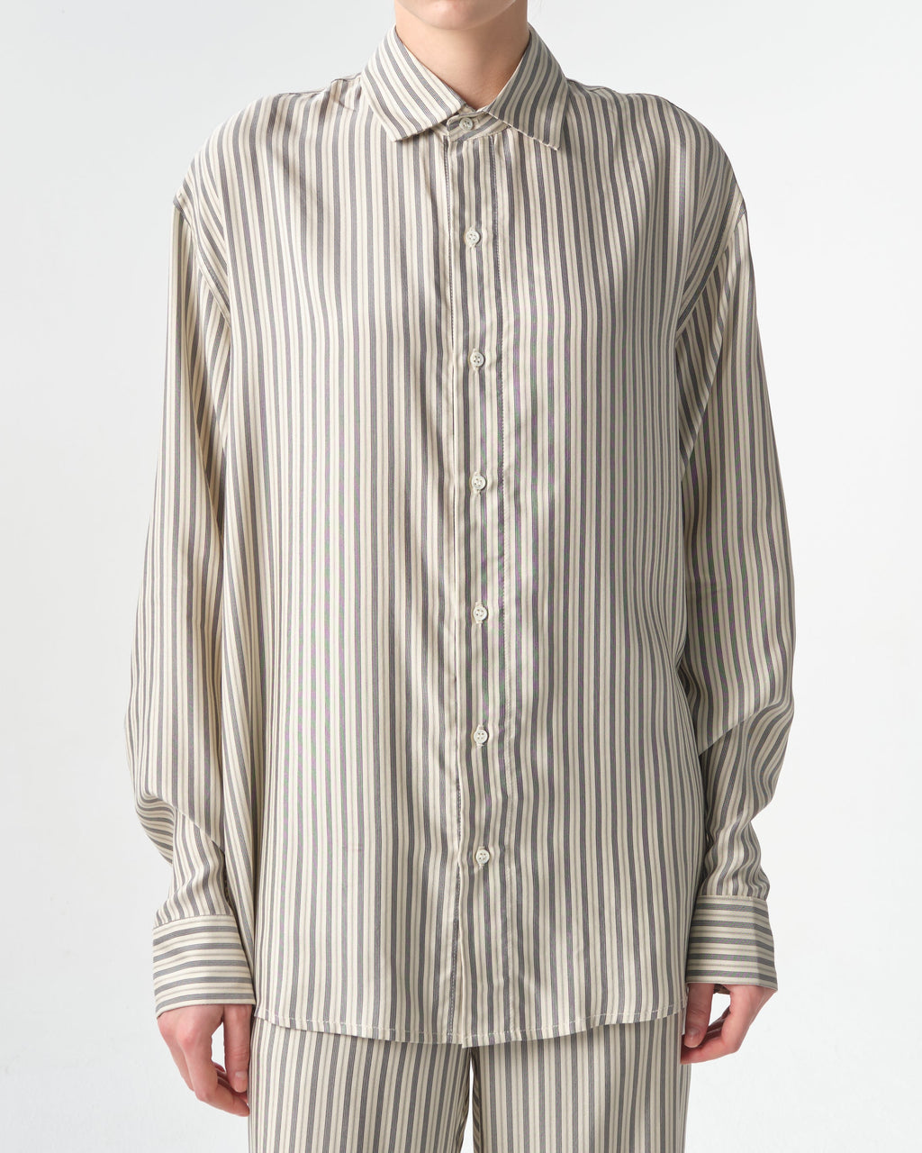 Songino Oversized Silk Stripe Shirt