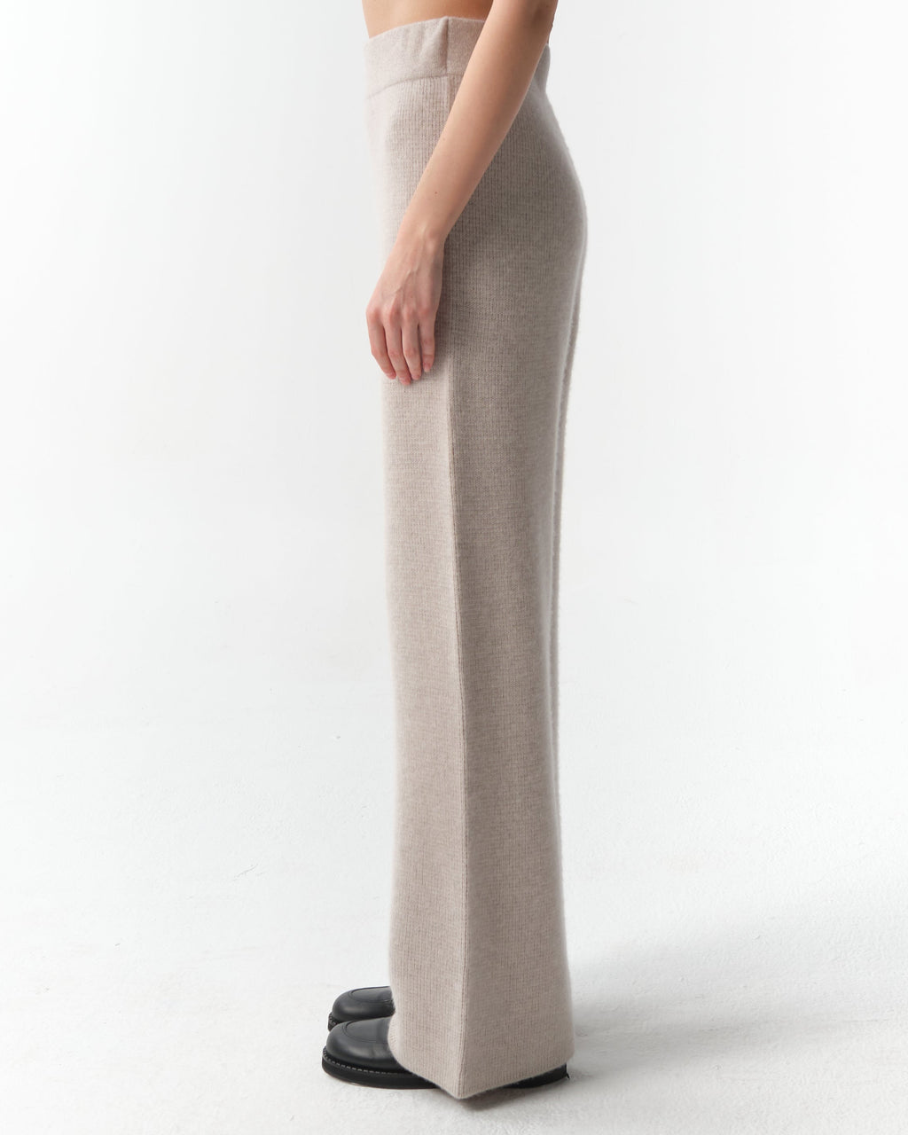 India Wide-Leg Cashmere Trousers