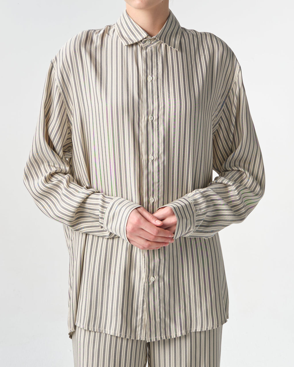 Songino Oversized Silk Stripe Shirt