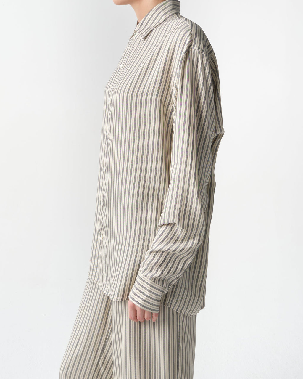 Songino Oversized Silk Stripe Shirt