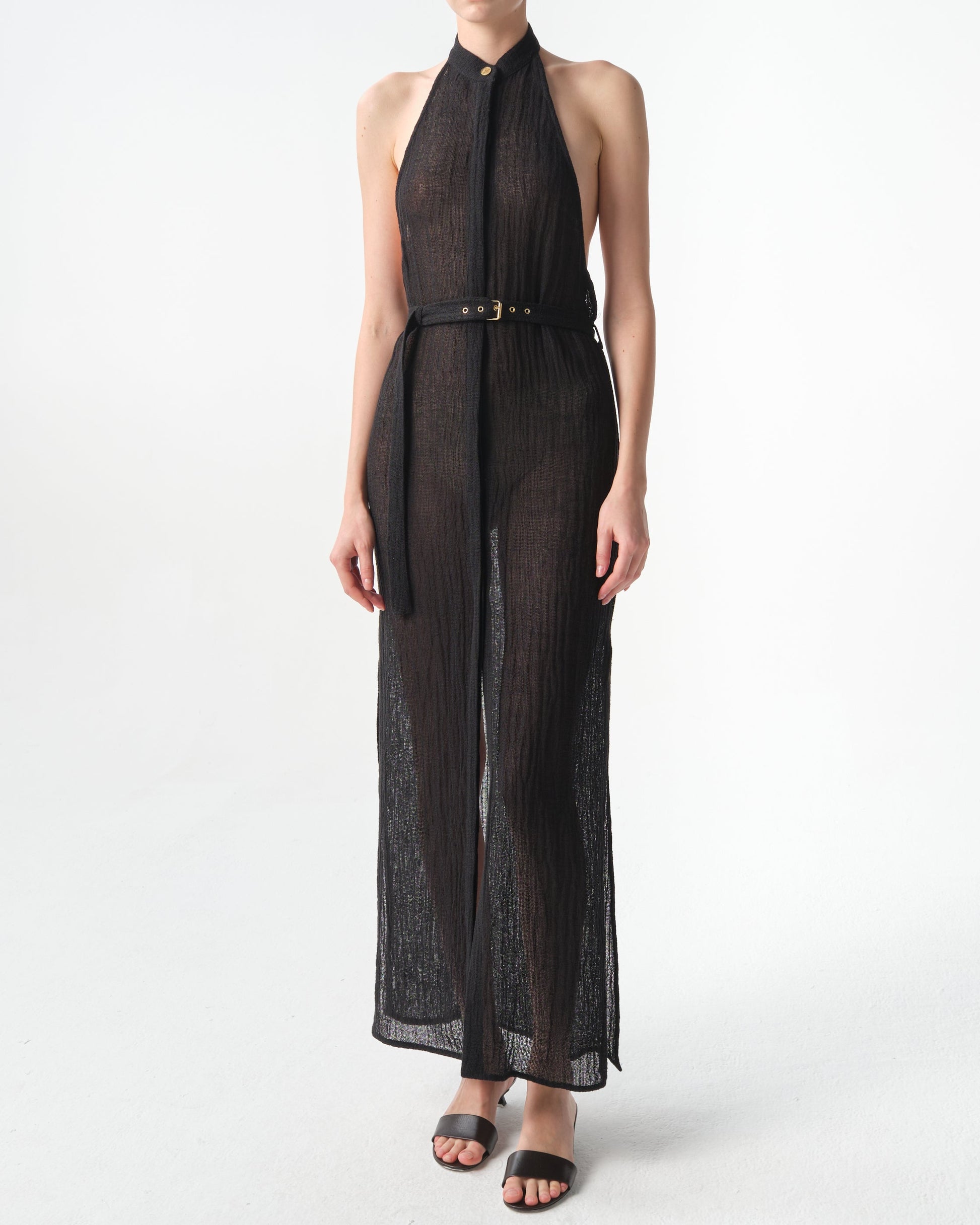 Jabal Halterneck Belted Midi Dress