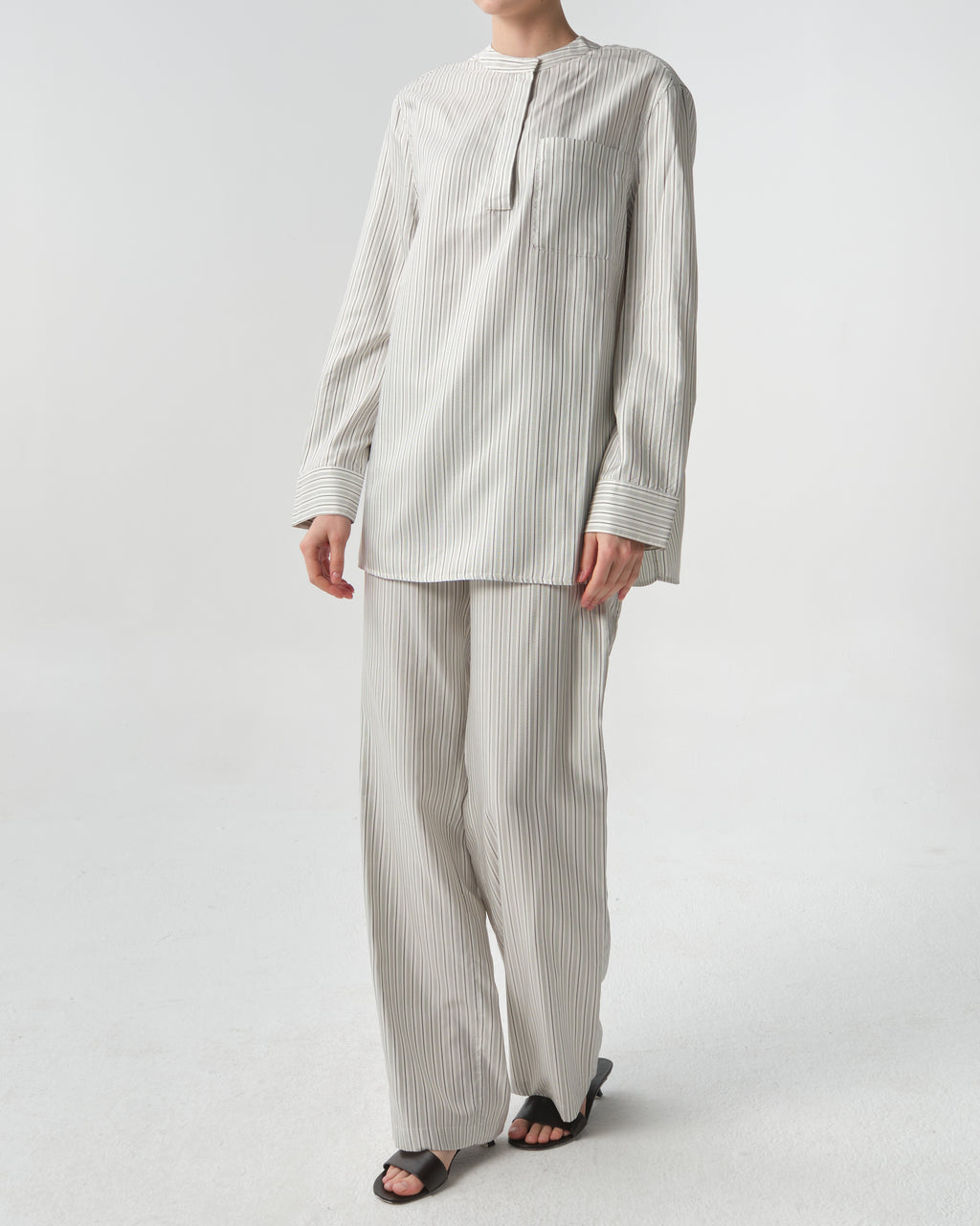Isor Striped Silk-Twill Top